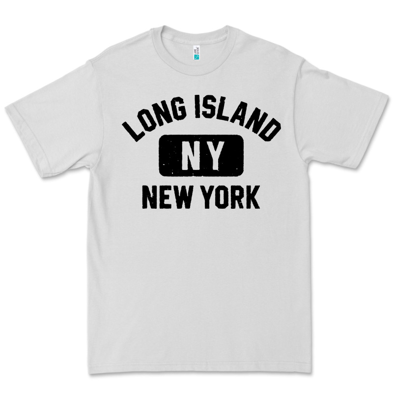Long Island Ny Gym Style Distressed Amber Print Premium Tee by artisFamous | Teevron