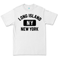 White long island ny gym style distressed amber print Premium Tee - artisFamous