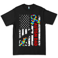 Black mens distressed dinosaur autism dad usa flag Premium Tee - artisFamous