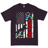 Mens Distressed Dinosaur Autism Dad Usa Flag Premium Tee | Teevron