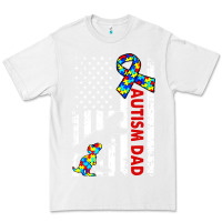White mens distressed dinosaur autism dad usa flag Premium Tee - artisFamous