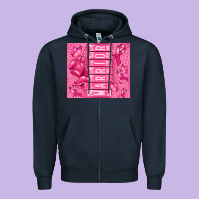 Warrior Breast Cancer Zipper Hoodie Designed By Ranaportraitstore
