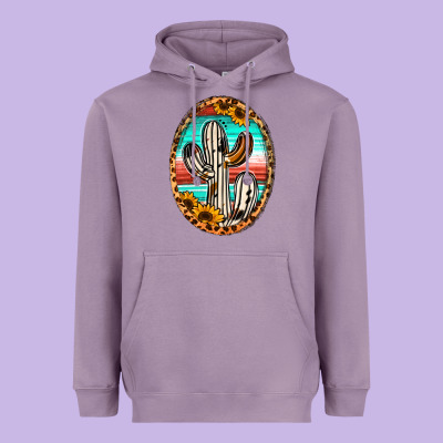 Cowhide Serape And Sunflower Cactus Heavyweight Hoodie Designed By Jasminsmagicworld
