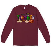 Burgundy halloween teacher Long Sleeve Tee - LillyAllenDesigns