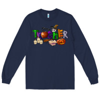 Navy halloween teacher Long Sleeve Tee - LillyAllenDesigns