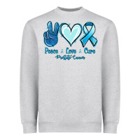 Heather Grey Peace Love Cure Prostate Cancer Heavyweight Sweatshirt - Jasminsmagicworld