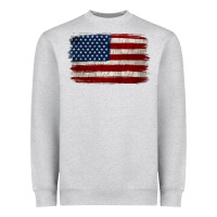 Heather Grey Distressed American Flag Heavyweight Sweatshirt - Jasminsmagicworld