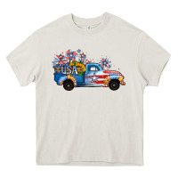 Cream USA 4th of July Sunflower Truck Heavy Core Tee - Jasminsmagicworld