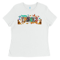 White Happy thanksgiving Ladies Tee - CowhideDigitalArt