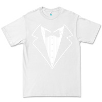 White fake tux tuxedo suit tie Premium Tee - artisFamous
