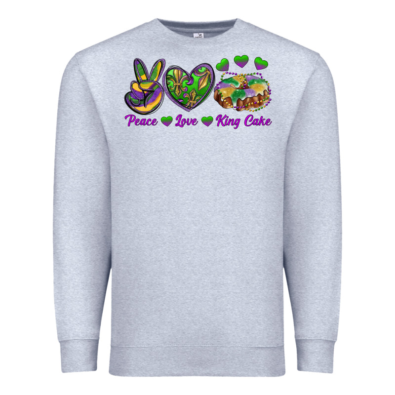 Peace Love Mardi Gras King Cake Premium Sweatshirt by RanaPortraitStore | Teevron