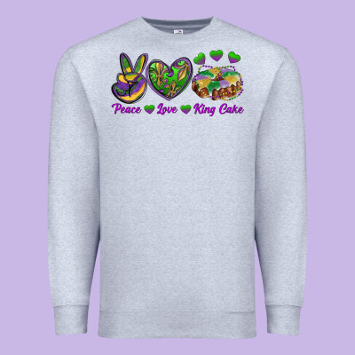 Peace Love Mardi Gras King Cake Premium Sweatshirt Designed By Ranaportraitstore