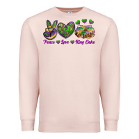Pale Pink peace love mardi gras king cake Premium Sweatshirt - RanaPortraitStore
