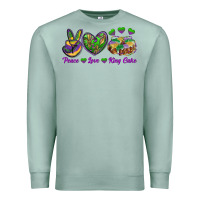 Seafoam peace love mardi gras king cake Premium Sweatshirt - RanaPortraitStore
