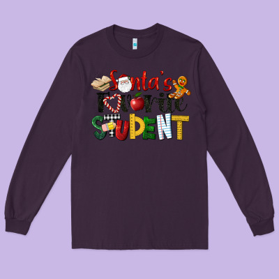 Santa's Favorite Student Christmas Long Sleeve Tee Designed By Lillyallendesigns