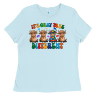 Baby Blue Its Okay To Be Different Ladies Tee - CowhideDigitalArt