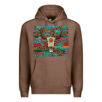 Chestnut western serape leopard bull skull turquoise Premium Hoodie - Artiststas