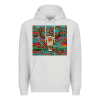 Dove Grey western serape leopard bull skull turquoise Premium Hoodie - Artiststas