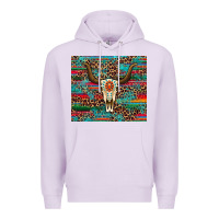 Lilac western serape leopard bull skull turquoise Premium Hoodie - Artiststas