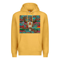 Mustard western serape leopard bull skull turquoise Premium Hoodie - Artiststas
