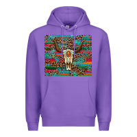 Purple western serape leopard bull skull turquoise Premium Hoodie - Artiststas