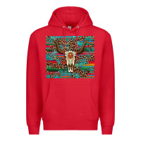 Red western serape leopard bull skull turquoise Premium Hoodie - Artiststas