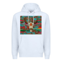 White western serape leopard bull skull turquoise Premium Hoodie - Artiststas
