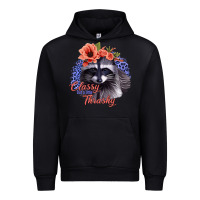 Black Classy But A Little Thrashy Racoon With Flowers Urban Hoodie - Jasminsmagicworld