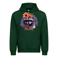 Forest Green Classy But A Little Thrashy Racoon With Flowers Urban Hoodie - Jasminsmagicworld