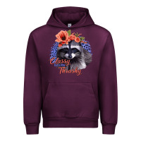 Mauve Wine Classy But A Little Thrashy Racoon With Flowers Urban Hoodie - Jasminsmagicworld