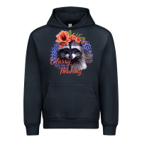 Navy Classy But A Little Thrashy Racoon With Flowers Urban Hoodie - Jasminsmagicworld