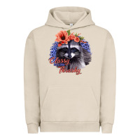 Pigment French Oak Classy But A Little Thrashy Racoon With Flowers Urban Hoodie - Jasminsmagicworld