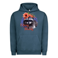 Pigment Midnight Navy Classy But A Little Thrashy Racoon With Flowers Urban Hoodie - Jasminsmagicworld