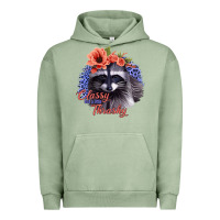 Pigment Oil Green Classy But A Little Thrashy Racoon With Flowers Urban Hoodie - Jasminsmagicworld