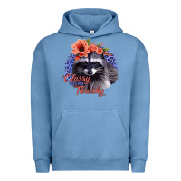 Pigment Pebble Blue Classy But A Little Thrashy Racoon With Flowers Urban Hoodie - Jasminsmagicworld