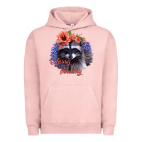 Pigment Salmon Classy But A Little Thrashy Racoon With Flowers Urban Hoodie - Jasminsmagicworld