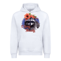 White Classy But A Little Thrashy Racoon With Flowers Urban Hoodie - Jasminsmagicworld