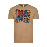Vintage Coffee Army Veteran mama leopard frame 4th of July Vintage Tee - LillyAllenDesigns