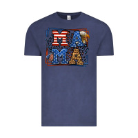 Vintage Denim Army Veteran mama leopard frame 4th of July Vintage Tee - LillyAllenDesigns