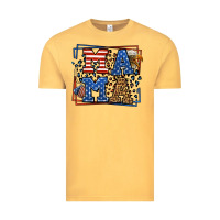 Vintage Mustard Army Veteran mama leopard frame 4th of July Vintage Tee - LillyAllenDesigns