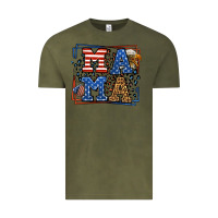 Vintage Olive Army Veteran mama leopard frame 4th of July Vintage Tee - LillyAllenDesigns