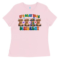 Bubblegum Pink Its Okay To Be Different Ladies Tee - CowhideDigitalArt