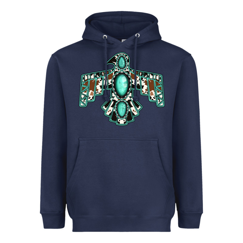 Cowhide Turquoise Thunderbird Heavyweight Hoodie by Jasminsmagicworld | Teevron