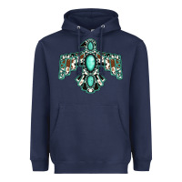 Navy cowhide turquoise thunderbird Heavyweight Hoodie - Jasminsmagicworld