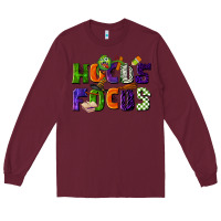 Burgundy Hocus Focus Teacher Halloween Long Sleeve Tee - LillyAllenDesigns