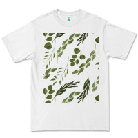 White Watercolor Eucalyptus Pattern Premium Tee - artisFamous