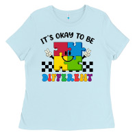Baby Blue It's Okay To Be Different Ladies Tee - CowhideDigitalArt