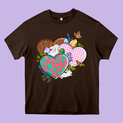 Easter Day Western Easter Hearts Heavy Core Tee Designed By Oliviacreatesart