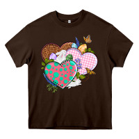 Chocolate Brown Easter Day Western Easter hearts Heavy Core Tee - OliviaCreatesArt