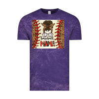 Cloud Purple Baseball Mom Messy Bun Vintage Tee - CowhideDigitalArt